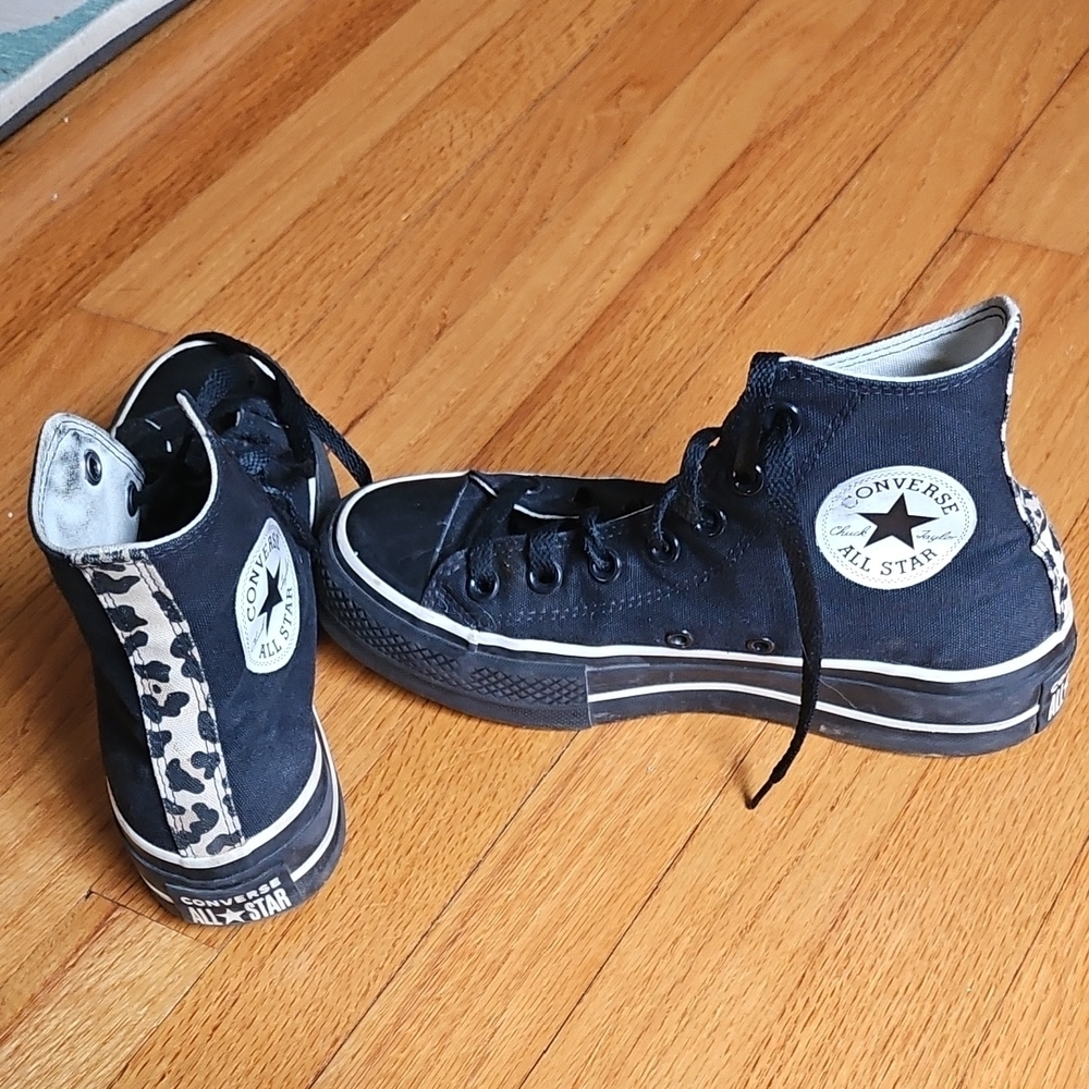 Converse High-Top Sneakers with Leopard Accent